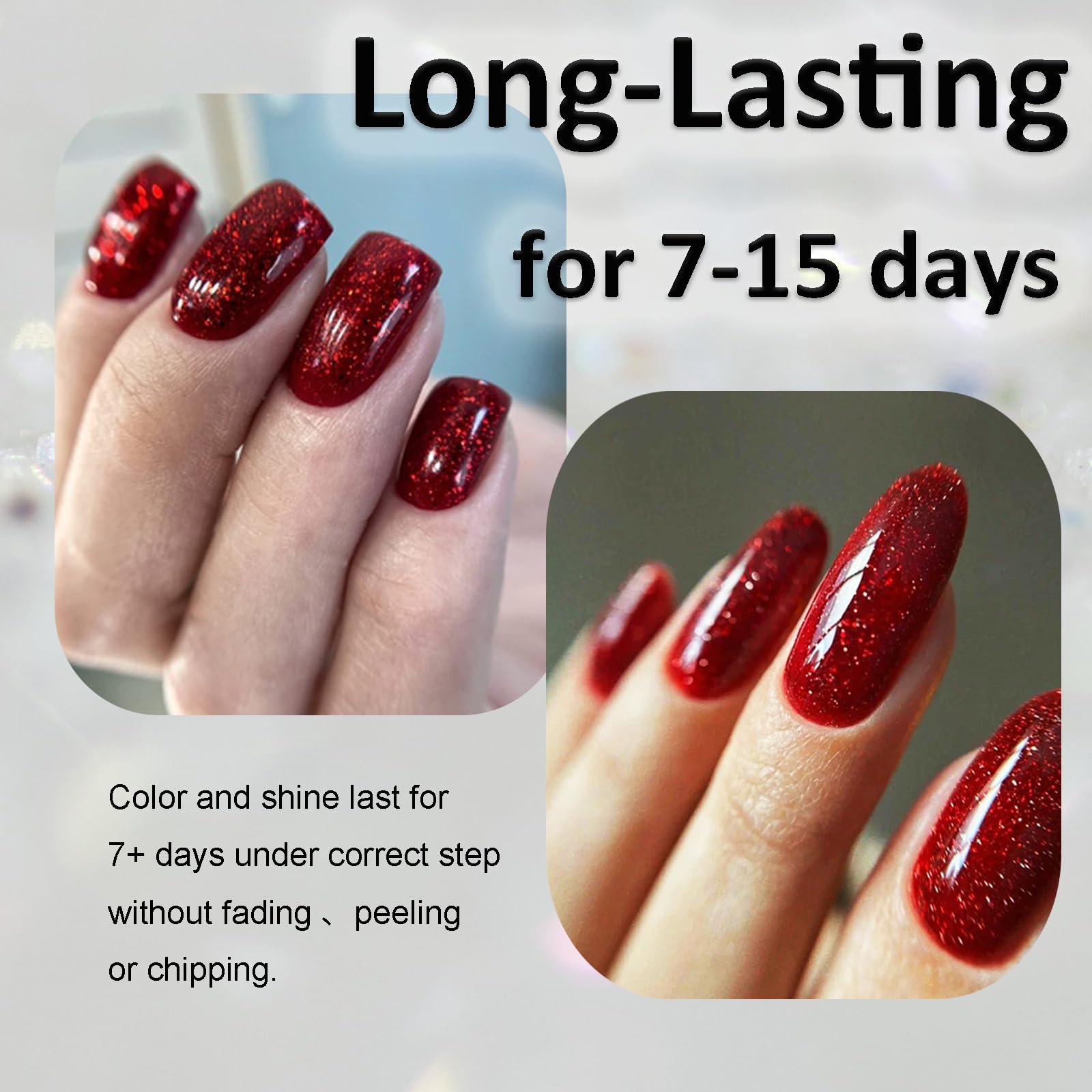 NovaCharm long-wear polish can last 7–15 days with base and top coat.