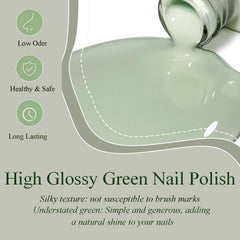 NovaCharm Sage Green polish delivers a smooth chip resistant look with proper coats.