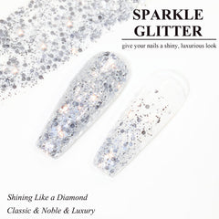 NovaCharm silver glitter nail polish brush applying smooth, even coverage