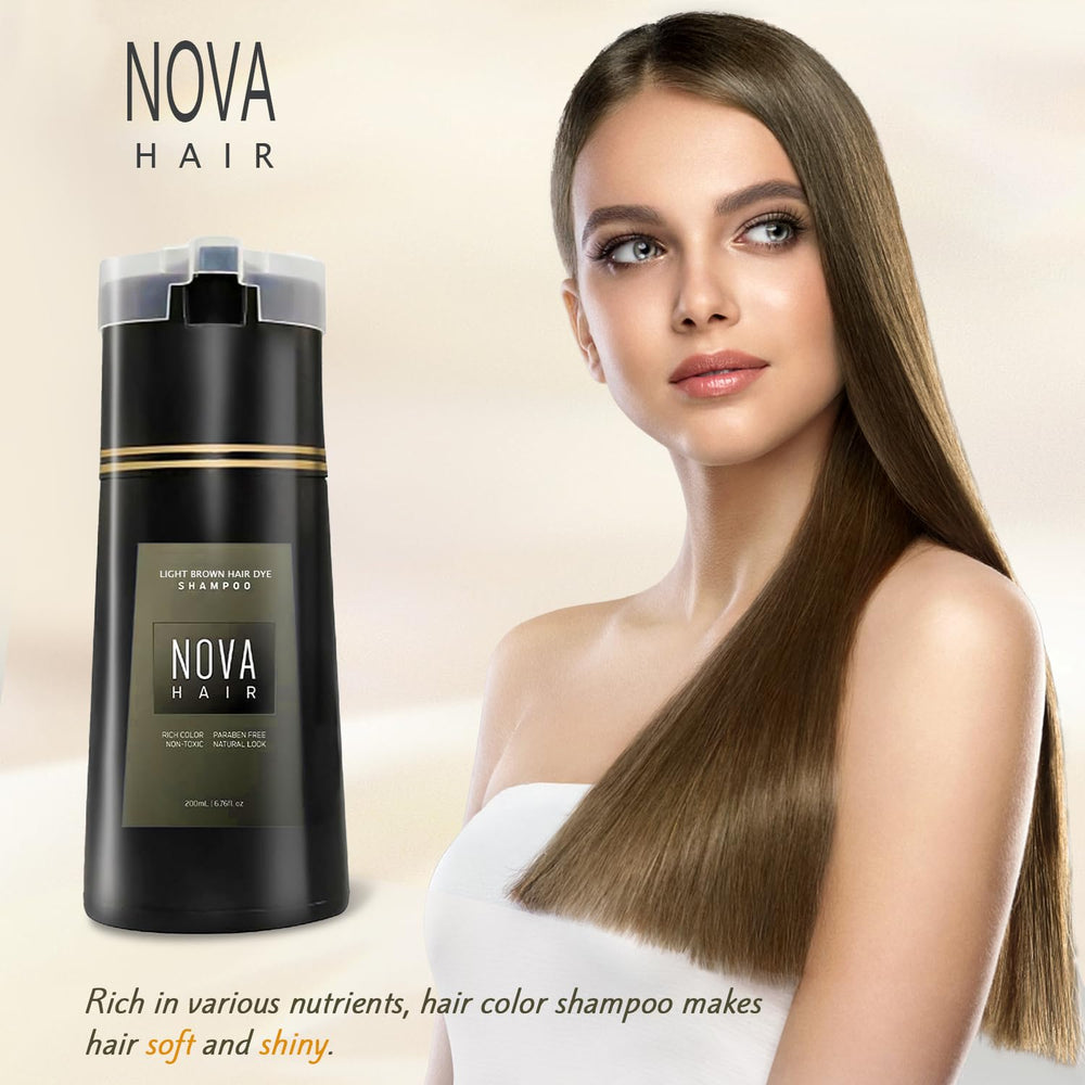 Nova Hair Dye Shampoo application with gloves protects skin during use.