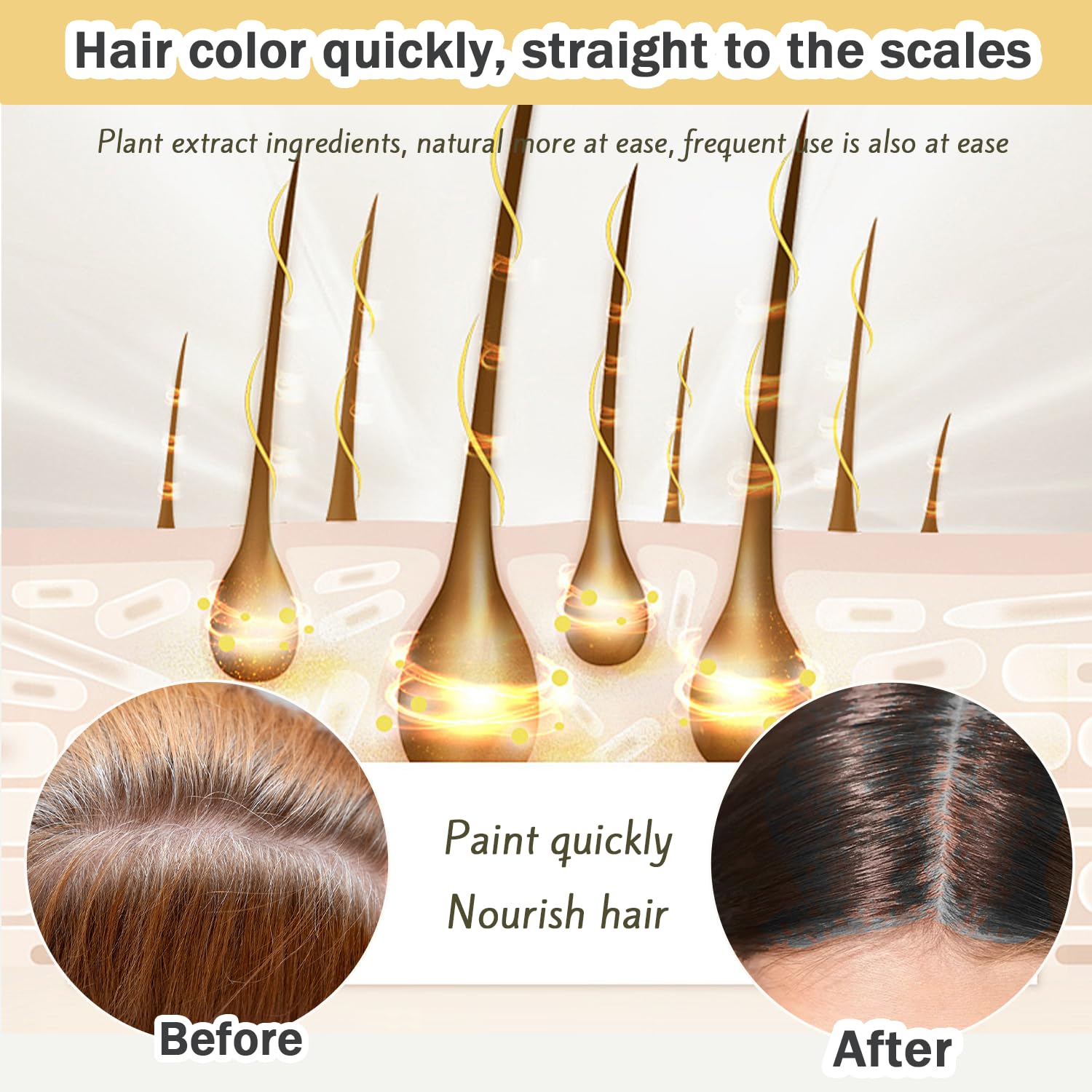 Nova Hair Dye Shampoo uses natural botanical ingredients for gentle care.