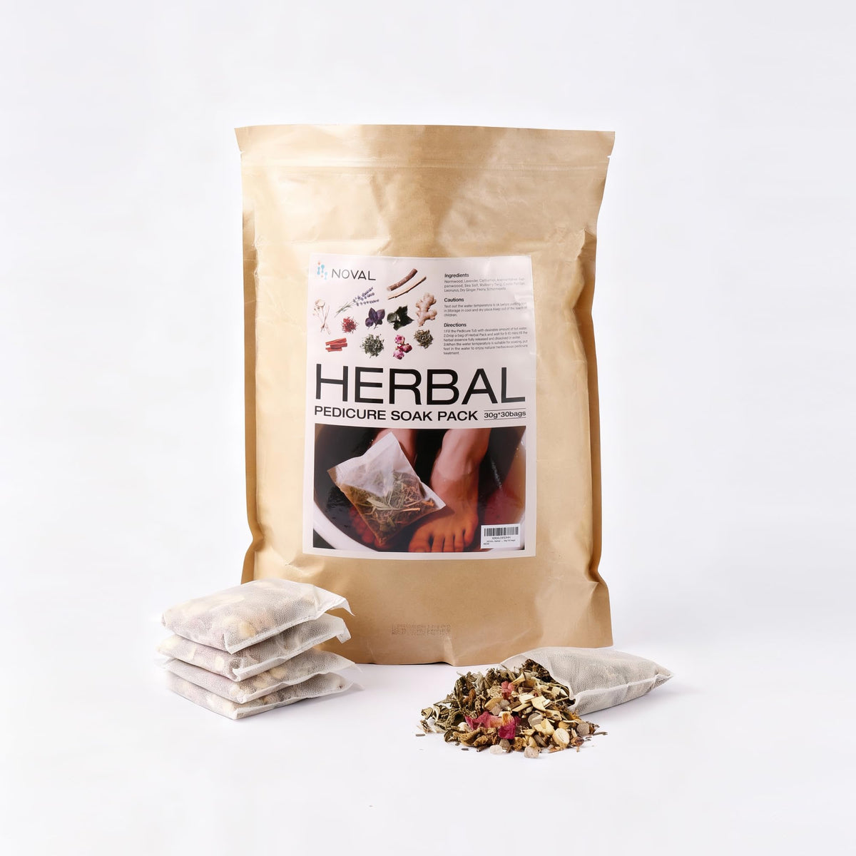 NOVAL herbal foot bath packaging ready for a home spa ritual.