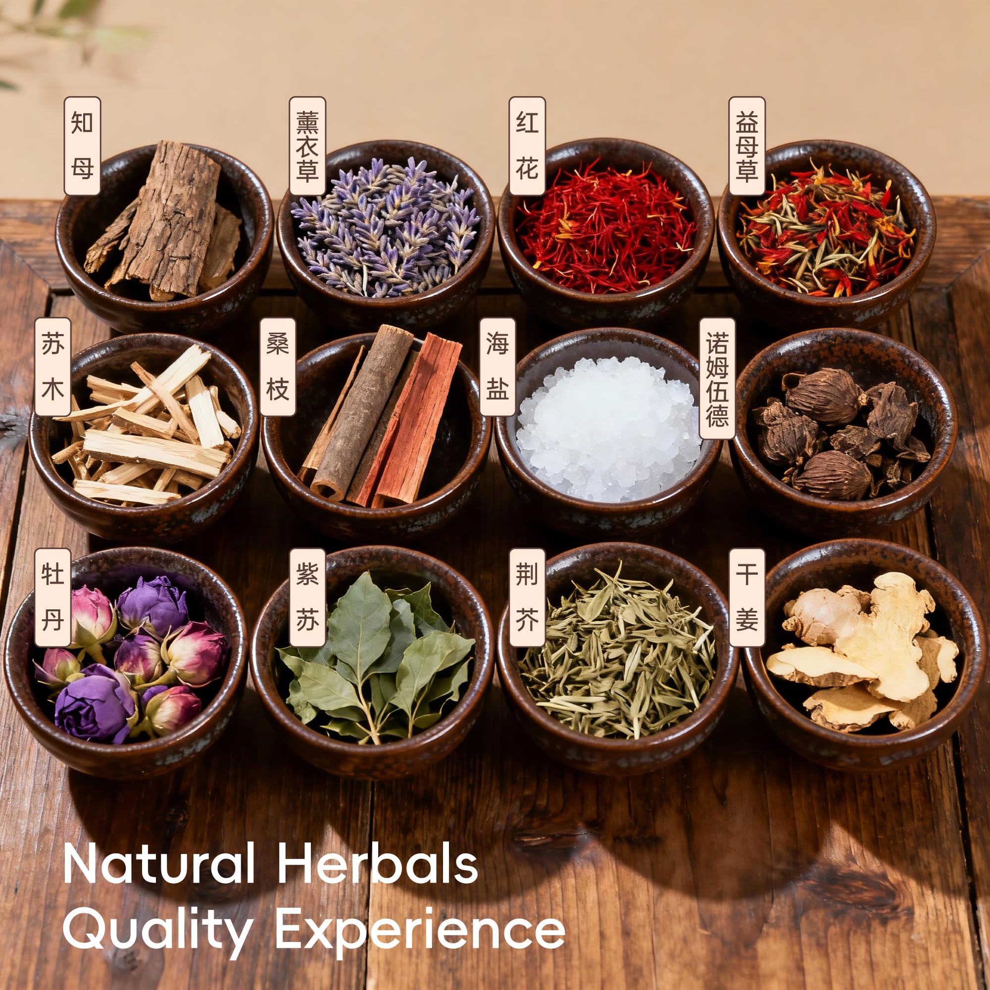 Visible herbs in NOVAL sachets highlight natural ingredients.