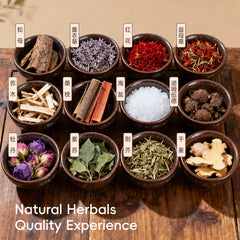 Visible herbs in NOVAL sachets highlight natural ingredients.