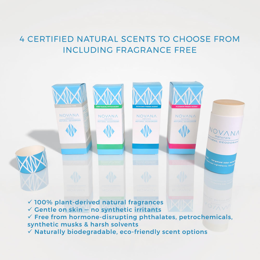 Novana Naturals fragrance label indicating certified natural fragrance.