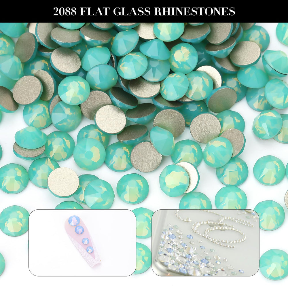 Back of Novani Green Opal Rhinestones SS16 with metallic coating for shine