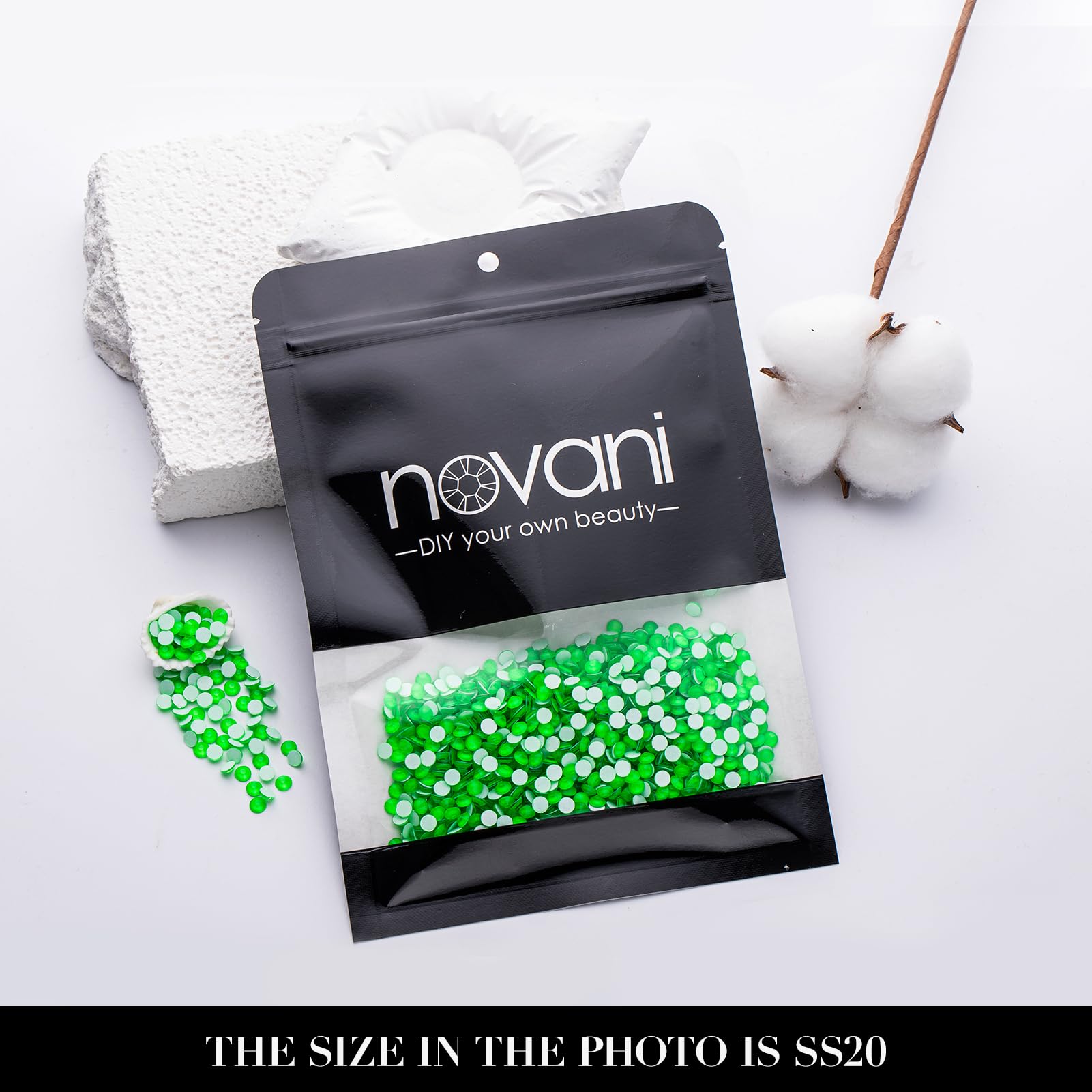 Novani neon green rhinestones with metallic back offer diamond-like shine
