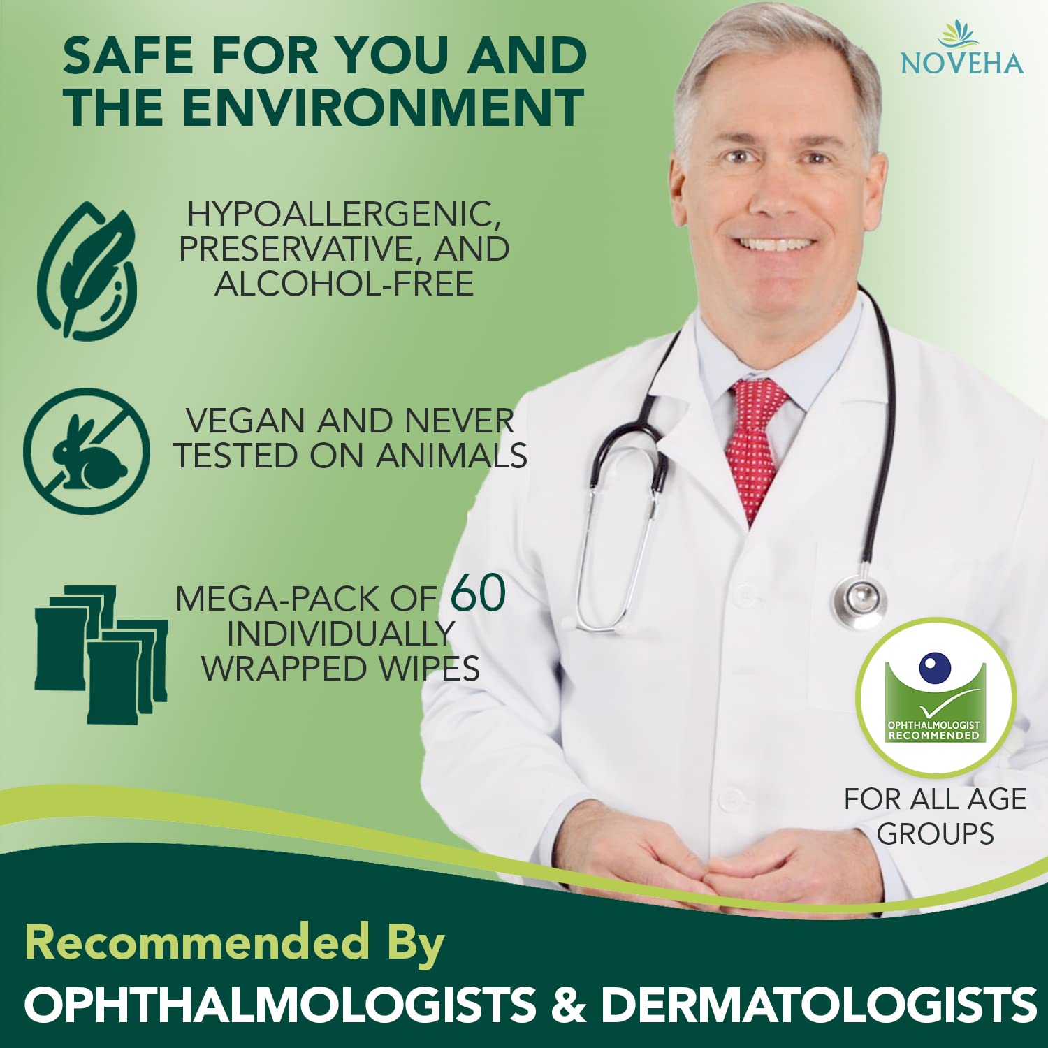 NOVEHA demodex eye care wipe: effective debris removal for comfort.