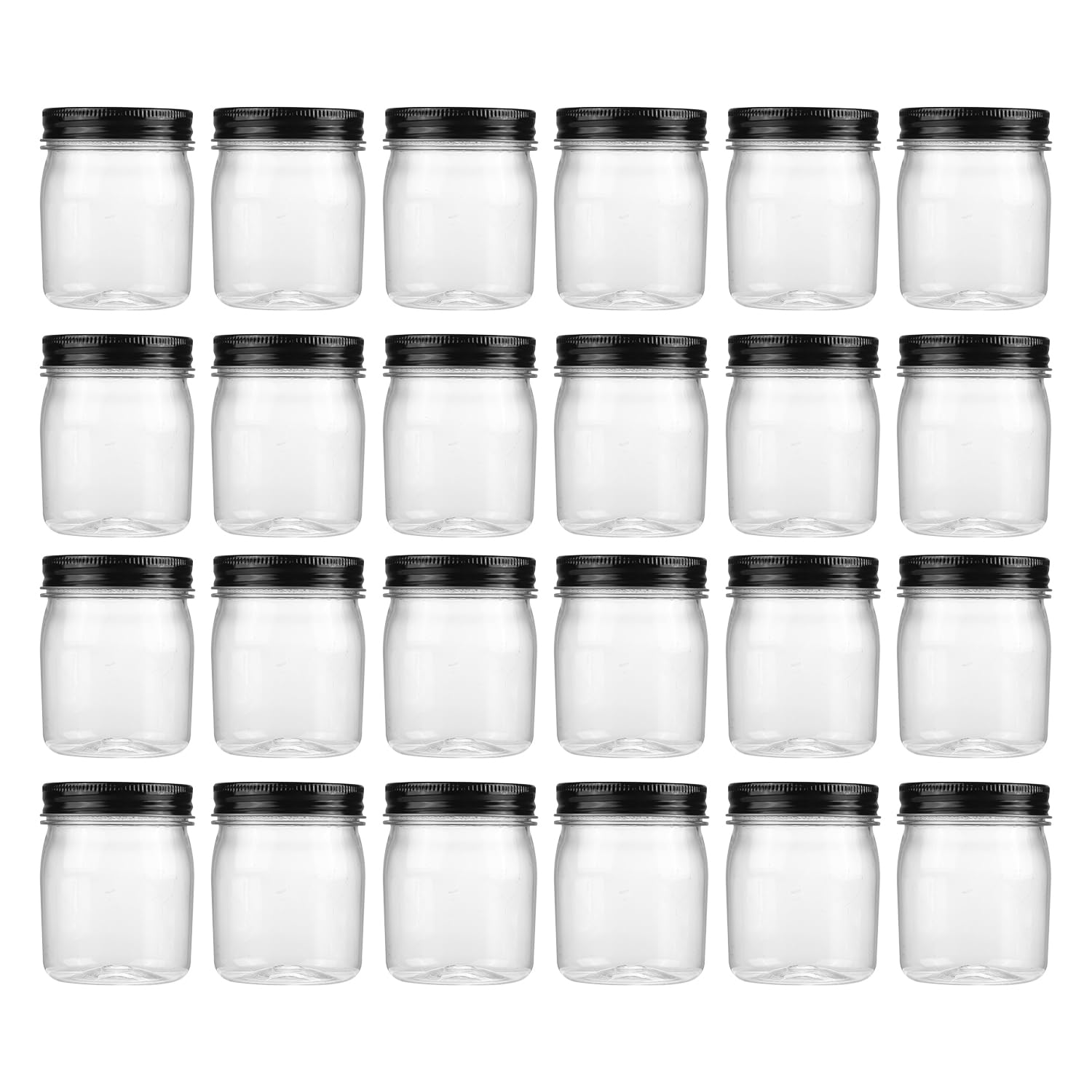 Novelinks 8 oz clear jar with metal lid for organized pantry storage.