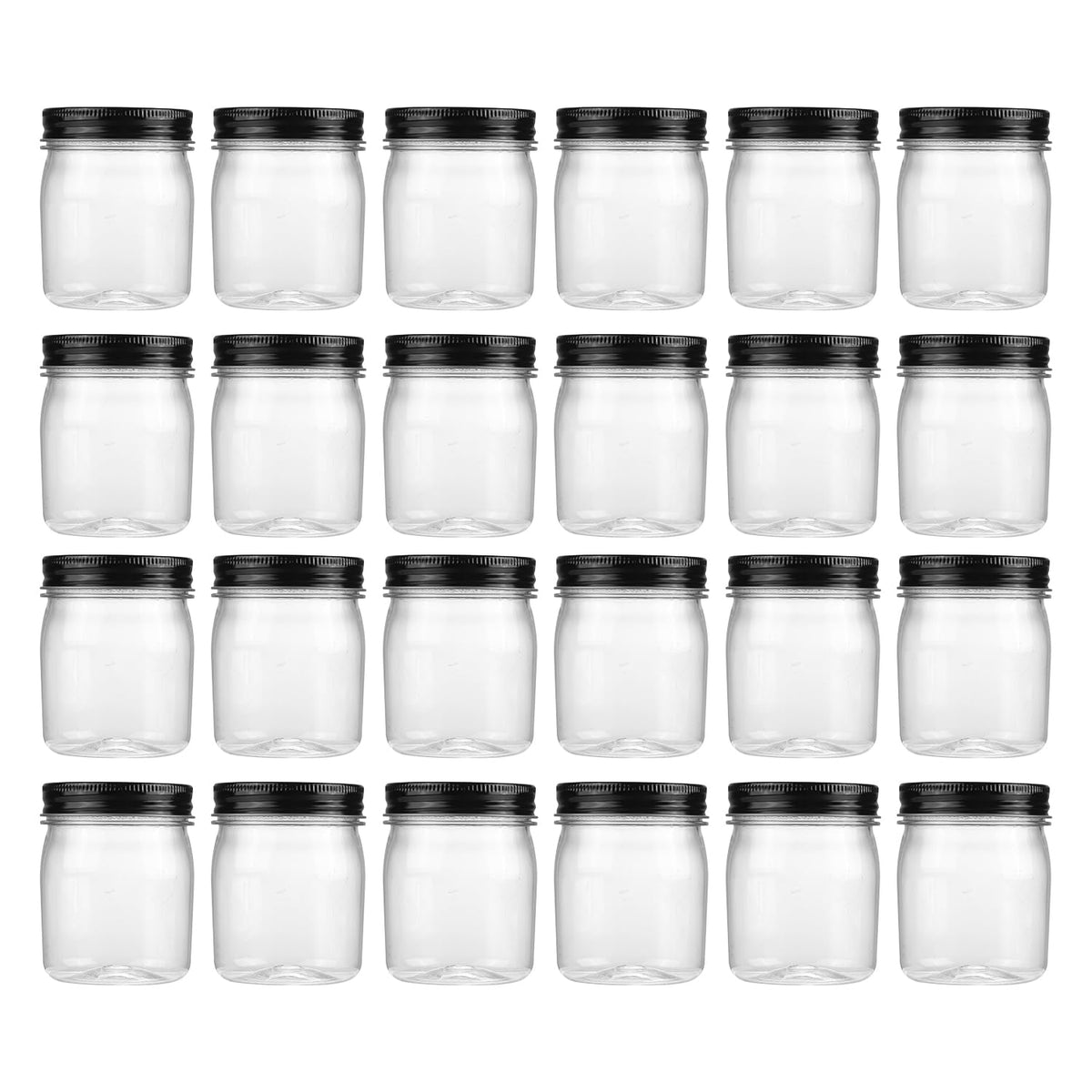 Novelinks 8 oz clear jar with metal lid for organized pantry storage.