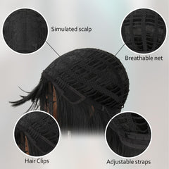 NOVFLKW adjustable cap wig with two clips for secure fit