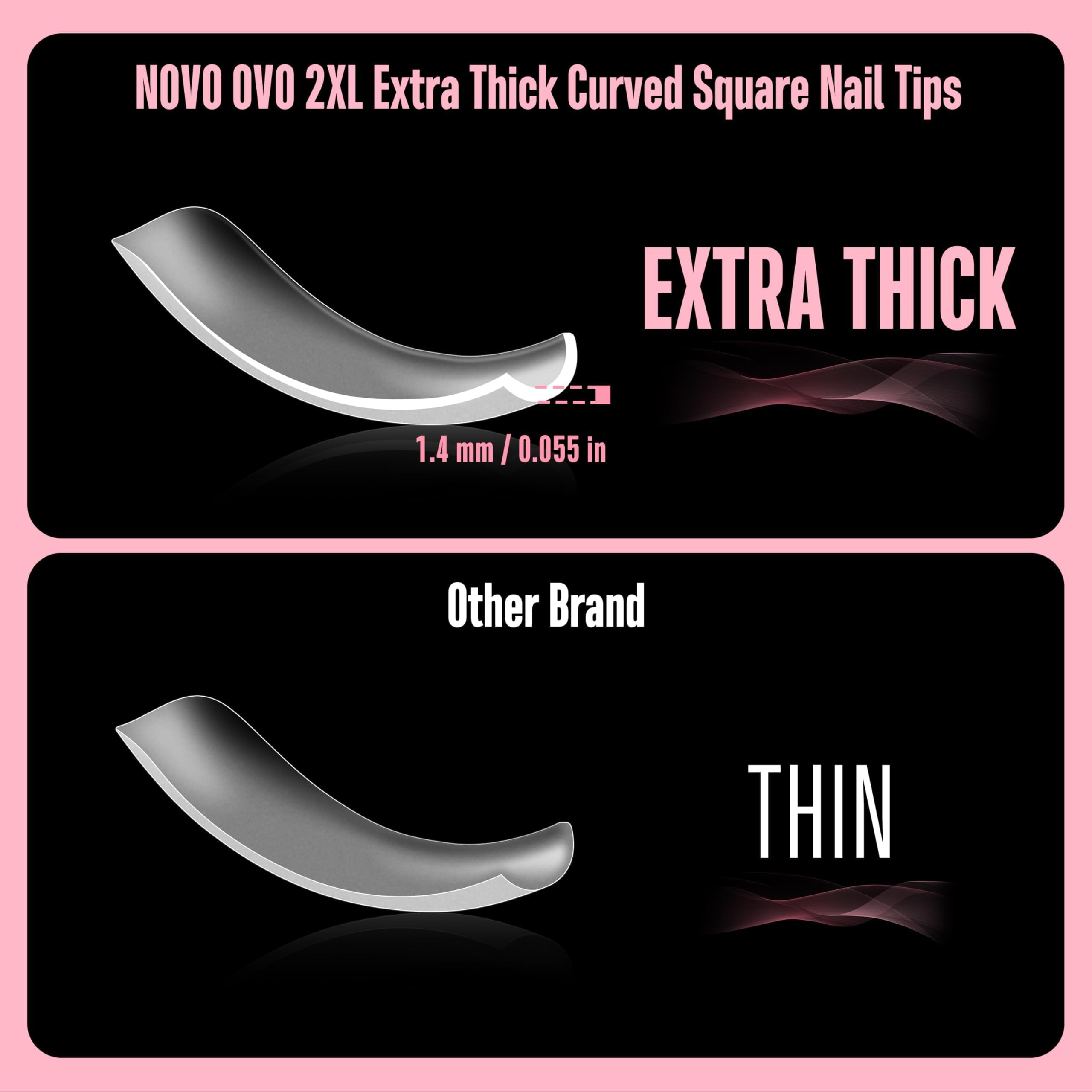 NOVO OVO 12 sizes ensures a snug fit for wide to narrow nail beds.