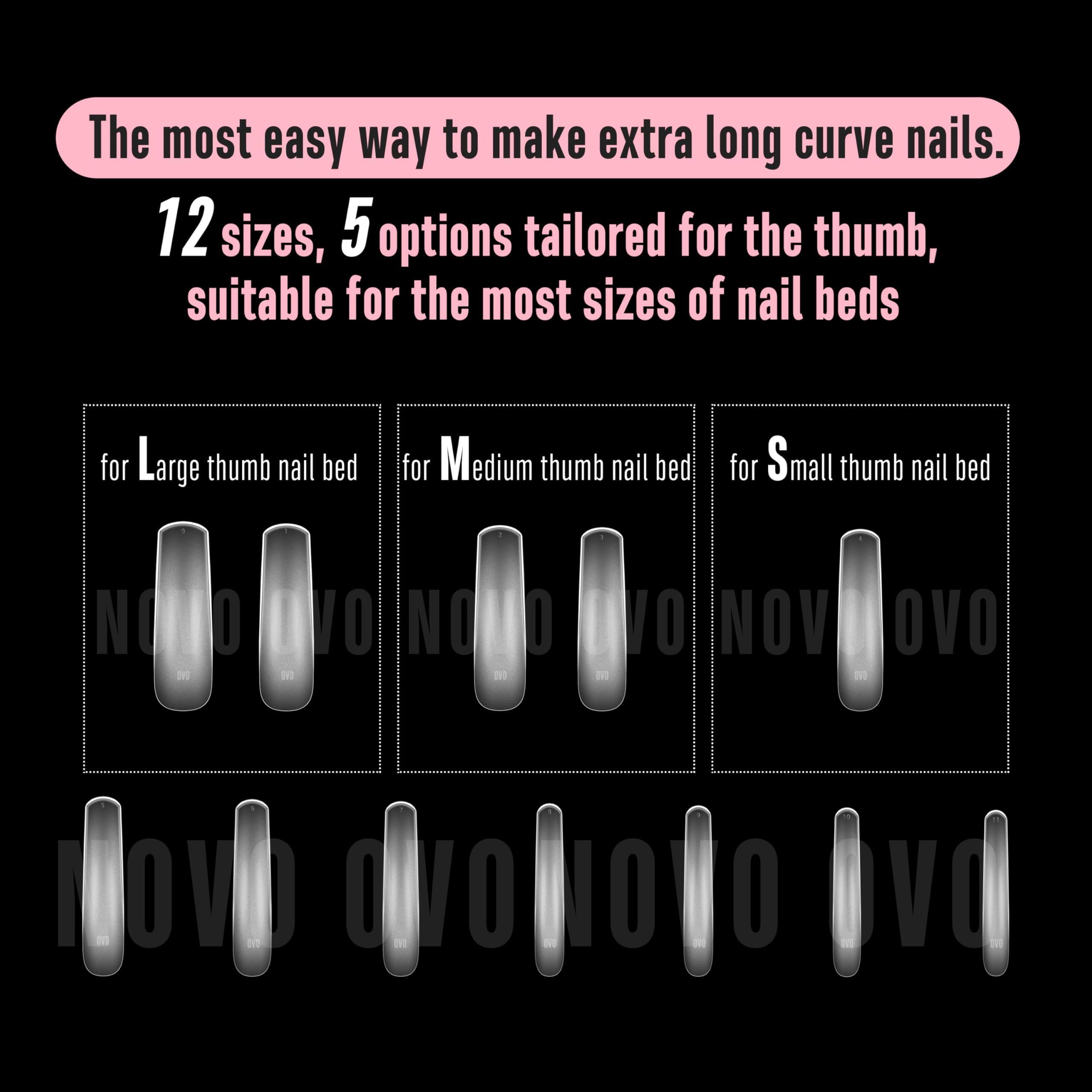 NOVO OVO curved tips ideal for Y2K or 90s-inspired nail art.