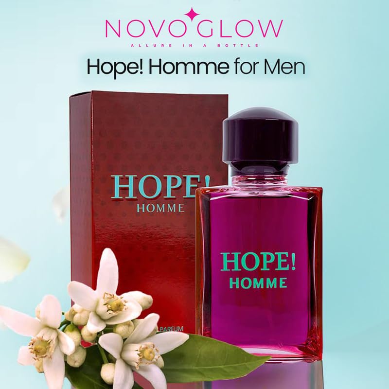NovoGlow Hope Homme spray application, quick refresh for evenings.