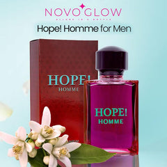 NovoGlow Hope Homme spray application, quick refresh for evenings.
