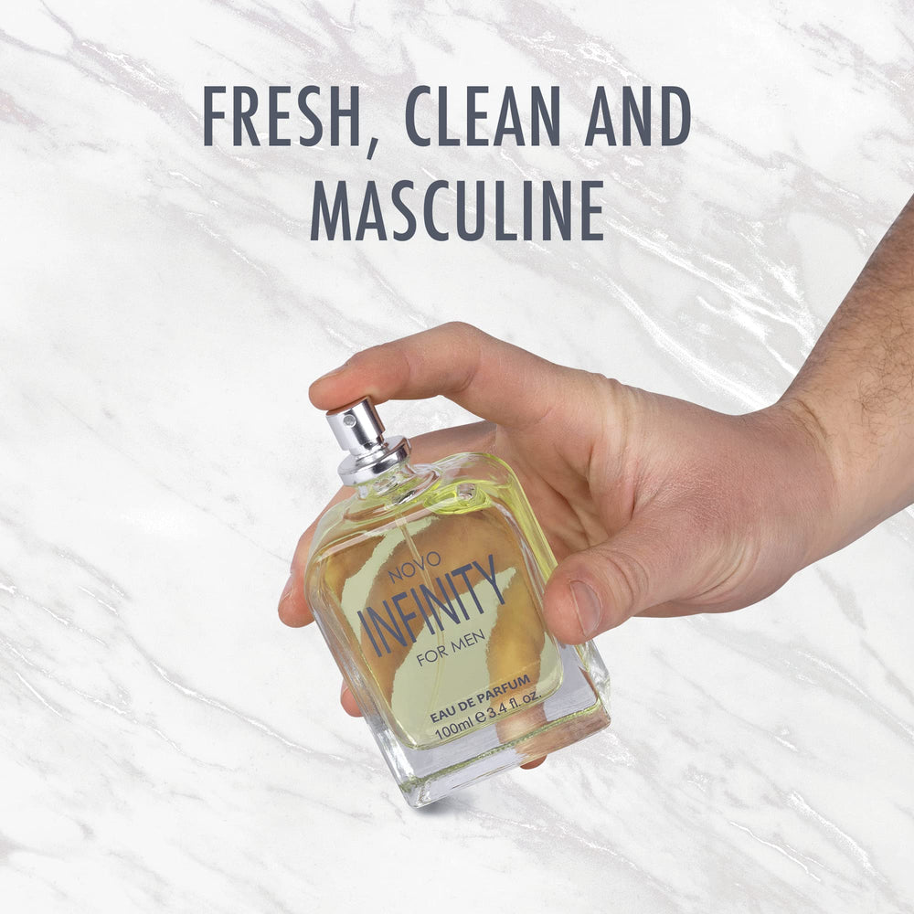 NovoGlow Infinity heart notes visualization highlights sage and juniper for balance.