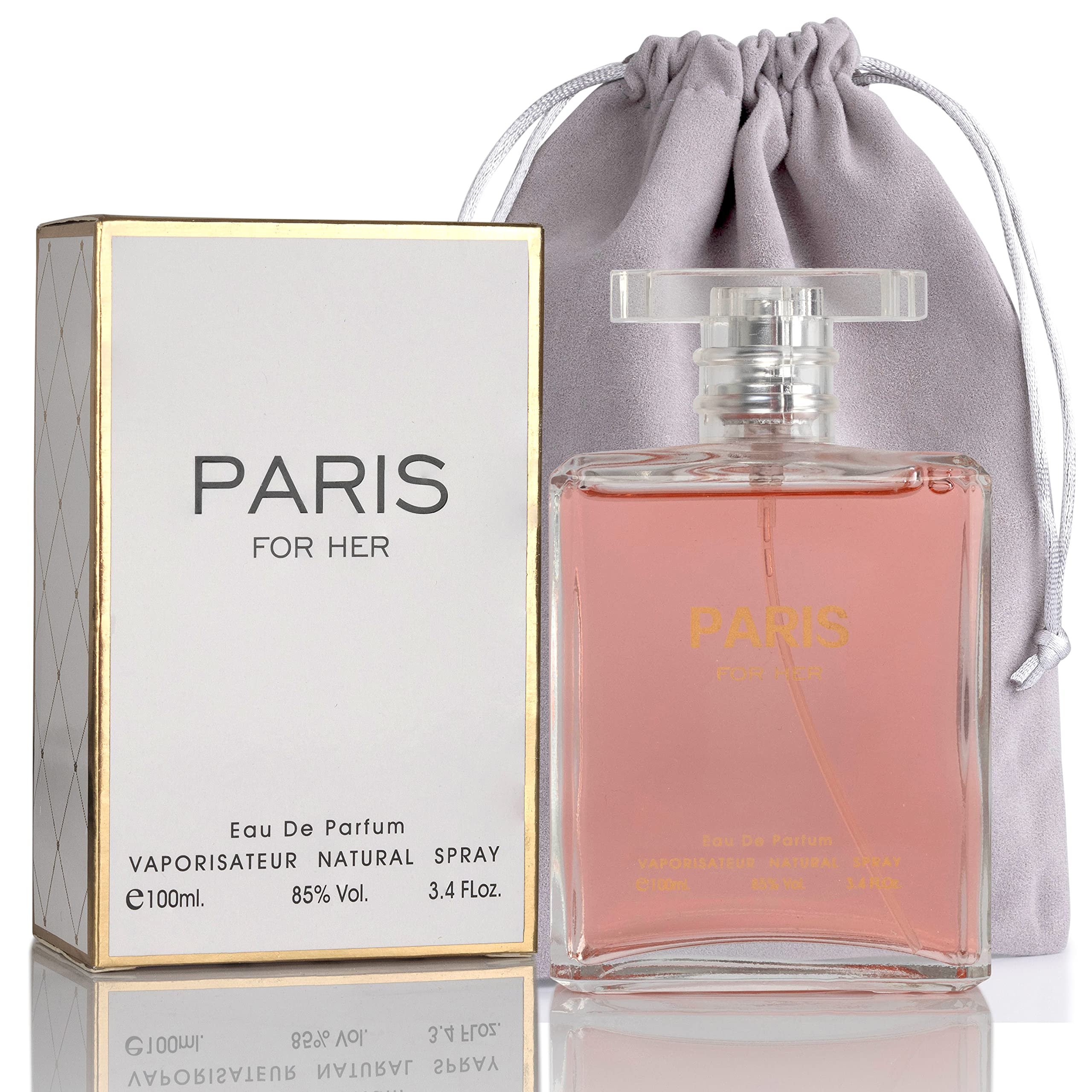 NovoGlow Paris For Her bottle 3.4 oz on display, long-lasting daywear scent.