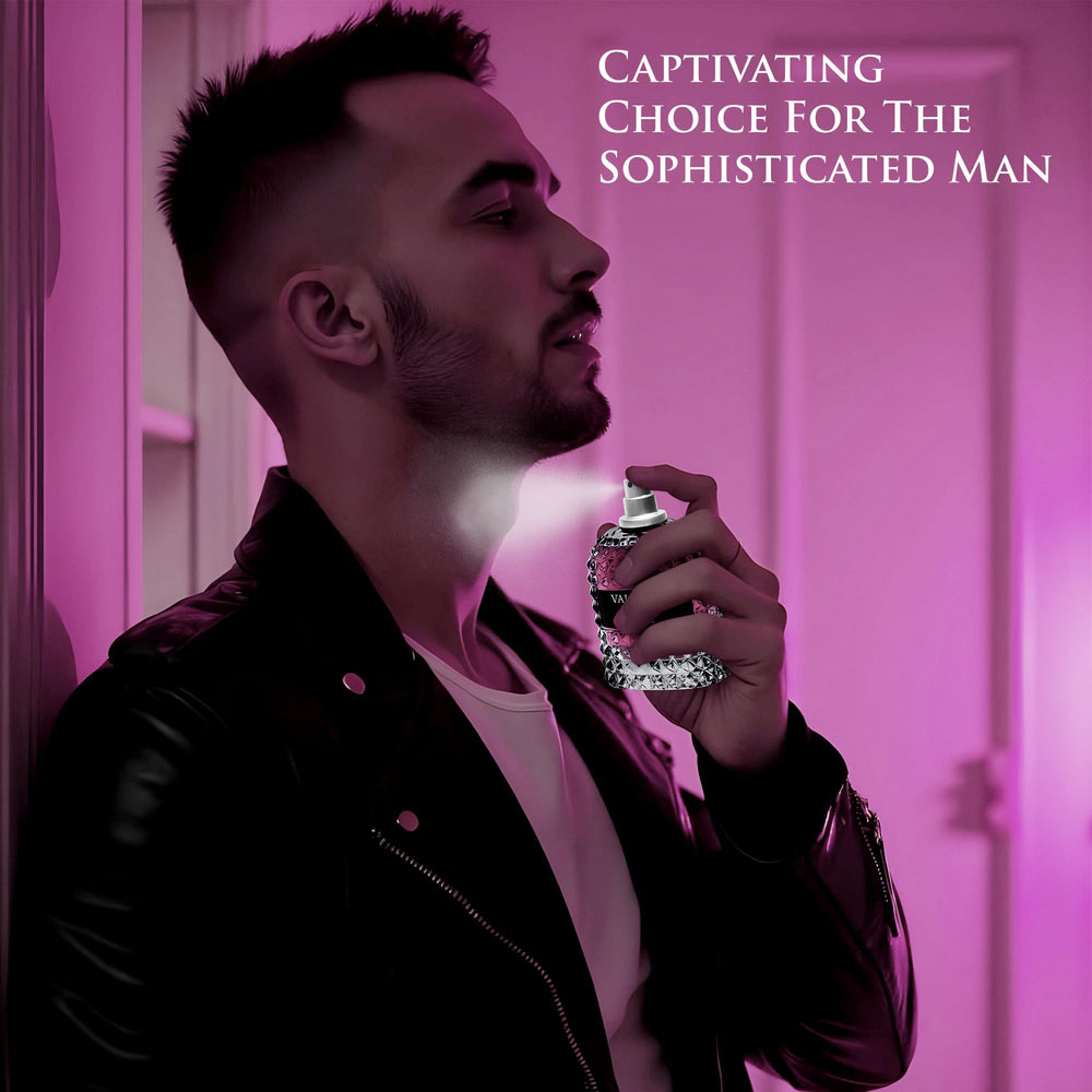 NovoGlow Valencia UOMO Intense product label emphasizes sophisticated masculine character.