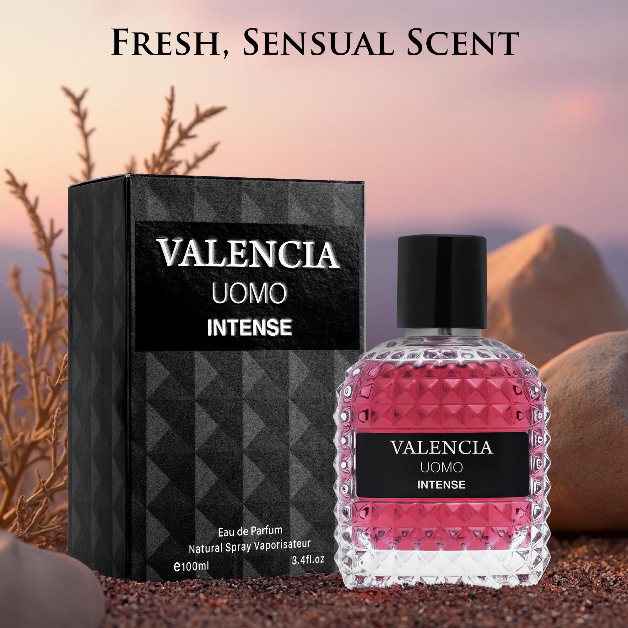 NovoGlow Valencia UOMO Intense packaging box showcases premium presentation for gifting.