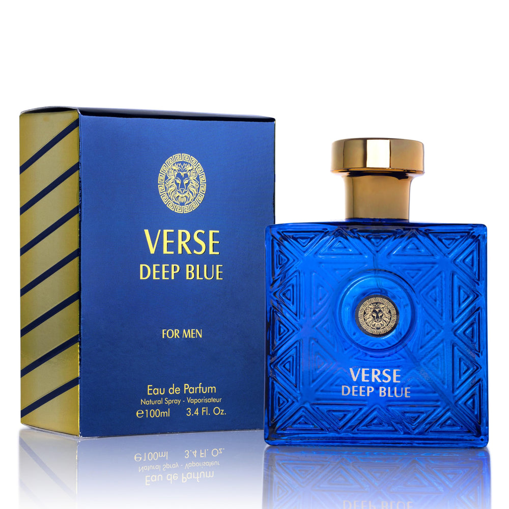 NovoGlow Verse Deep Blue bottle for versatile daywear and confident daily scent.