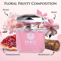 NovoGlow Verse Pink Crystal bottle close-up showing premium glass finish