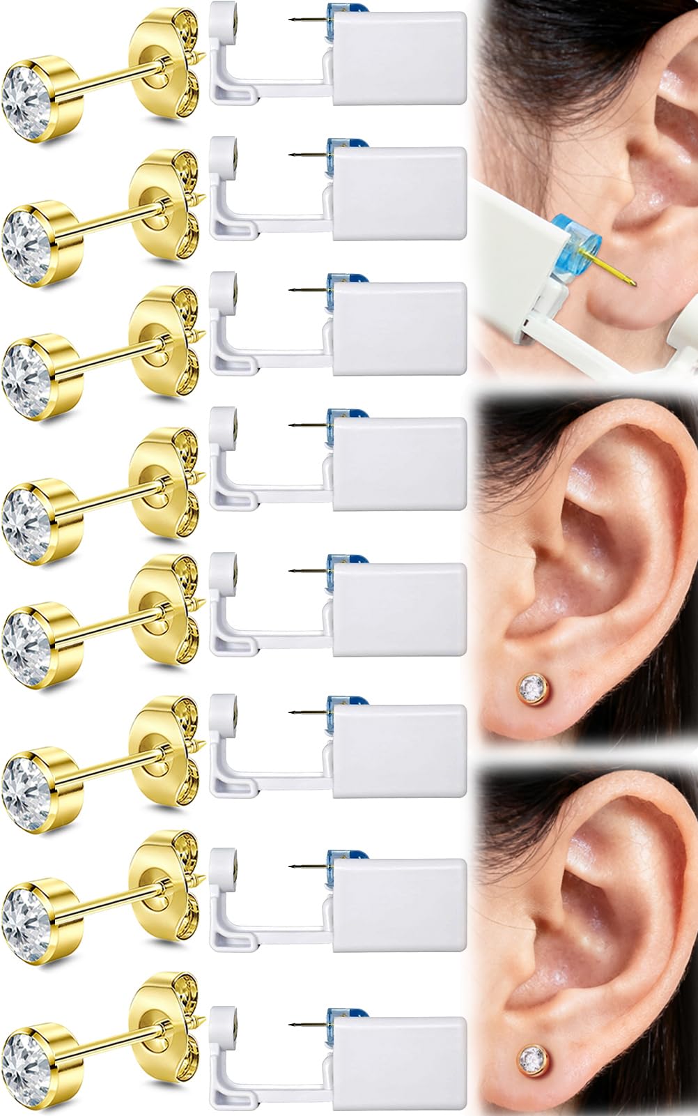 Novopiercing 24-piece ear piercing kit box for home use and quick access.