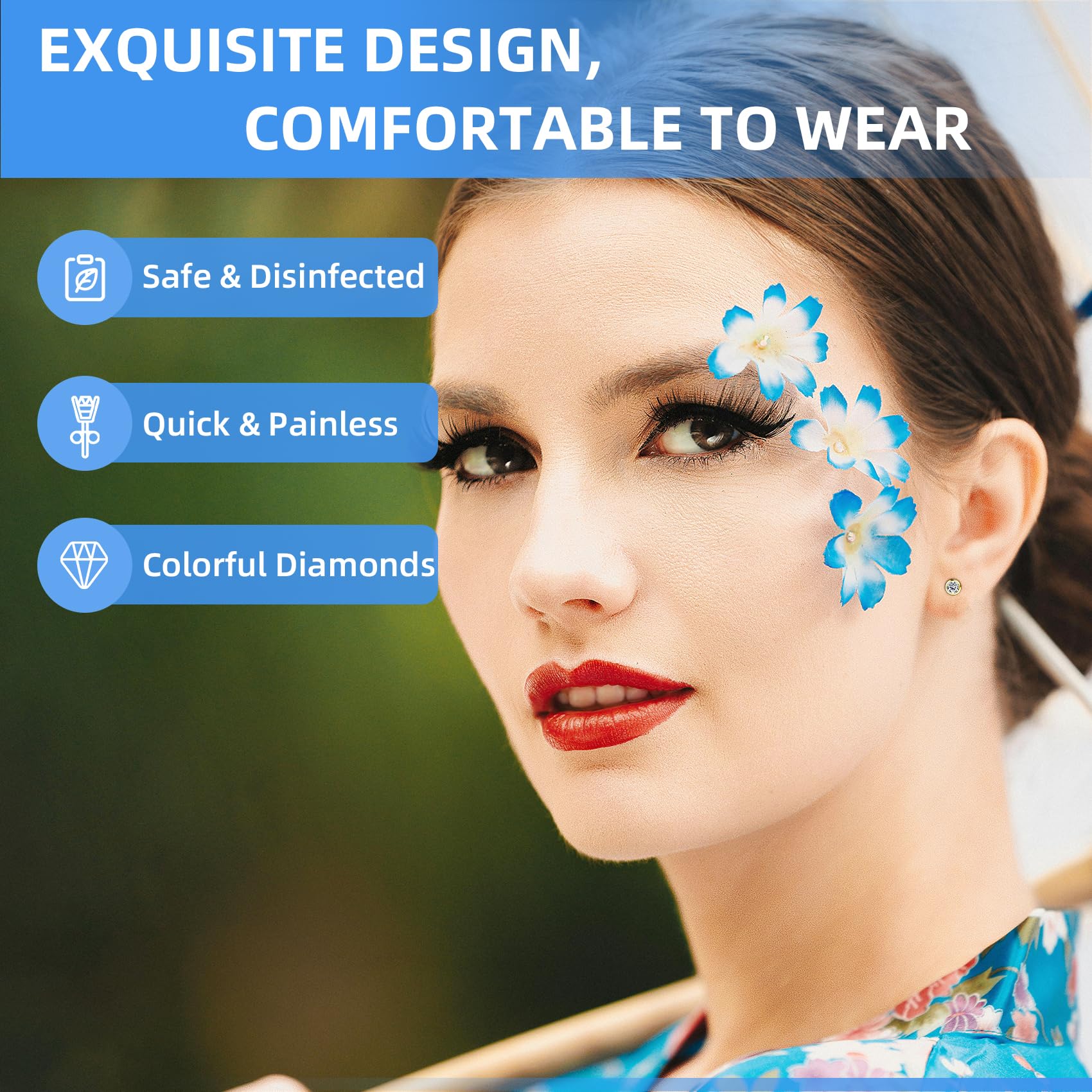 Novopiercing CZ stones earrings add sparkle to your look.