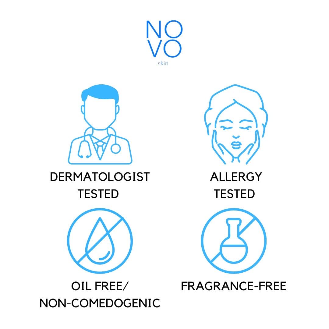 NOVO skin tinted moisturizer sunscreen coverage supports daily UV and blue light defense.
