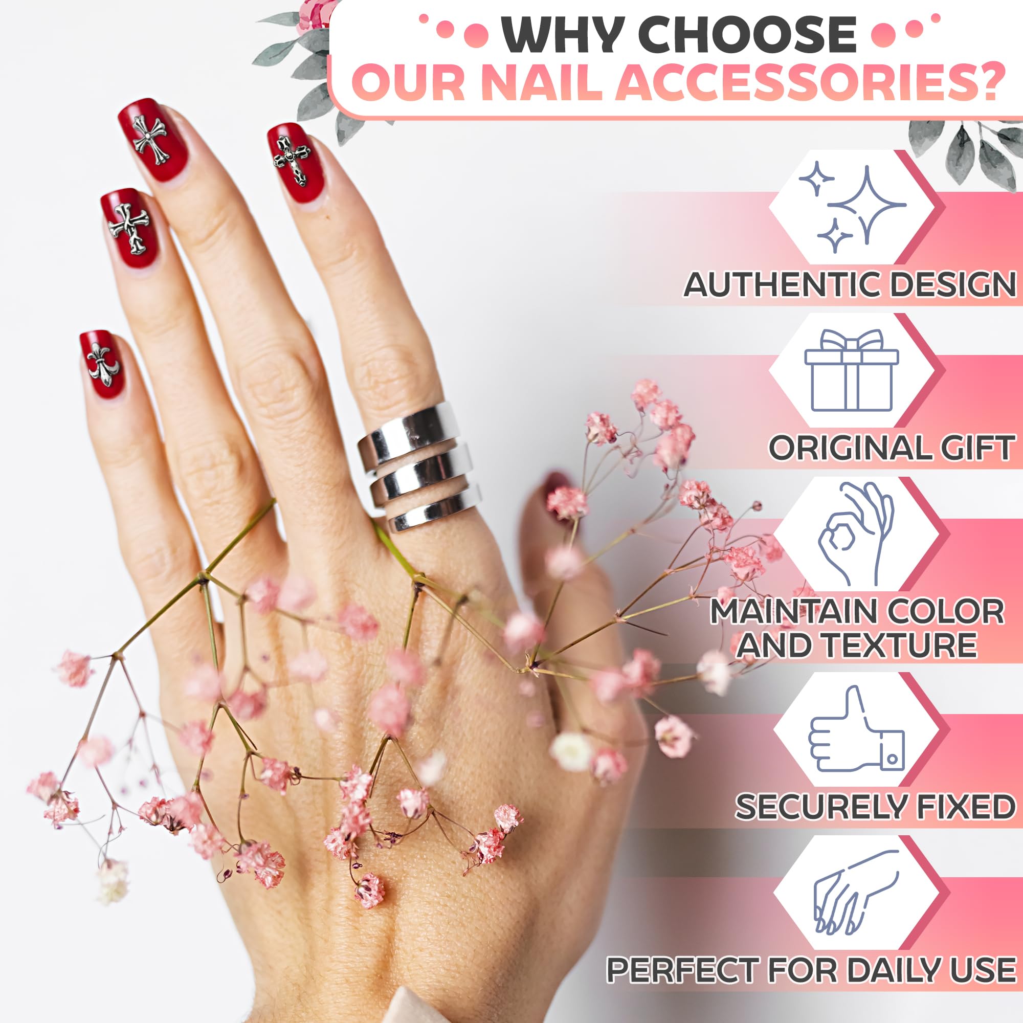 Novsix cross nail art gems add a modern shimmer to any manicure.
