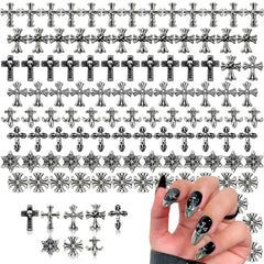 Novsix cross nail charms pack showcases chic 3D crosses for daily manicures.
