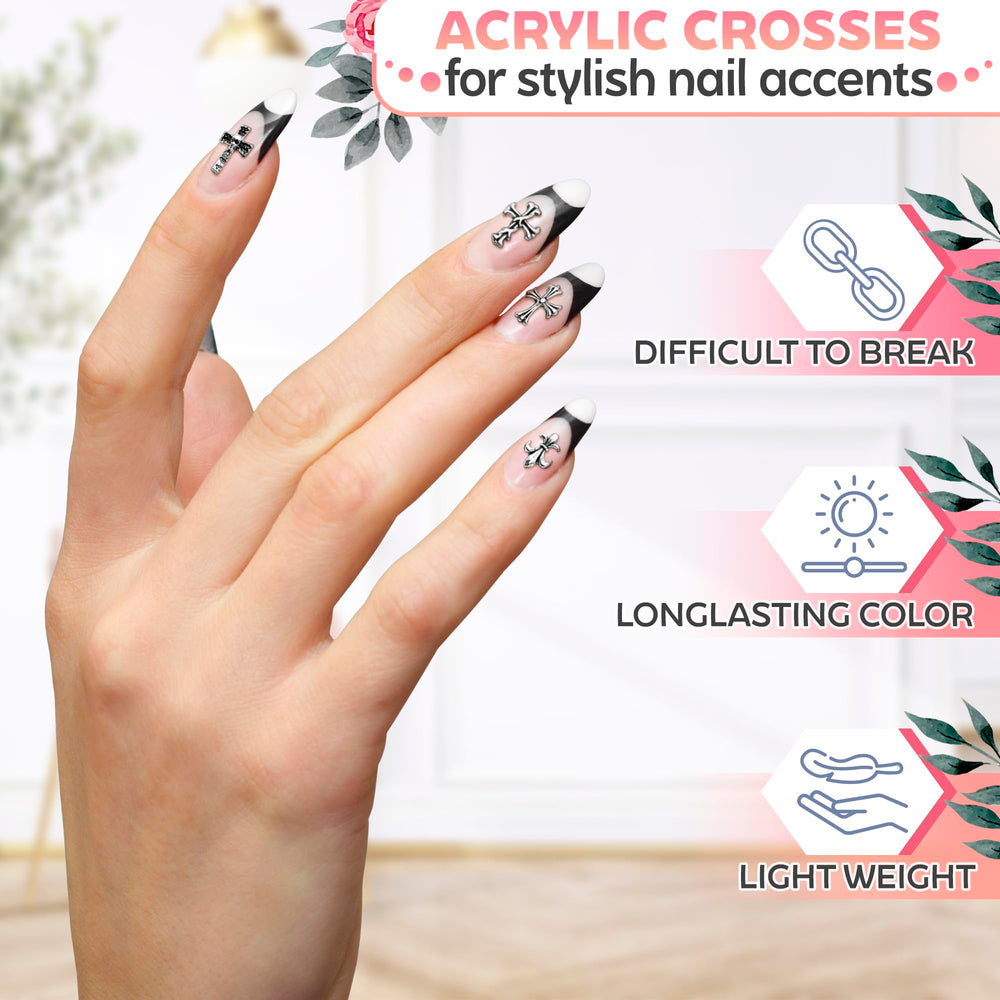 Novsix silver acrylic nail charms offer long-lasting shine for versatile designs.