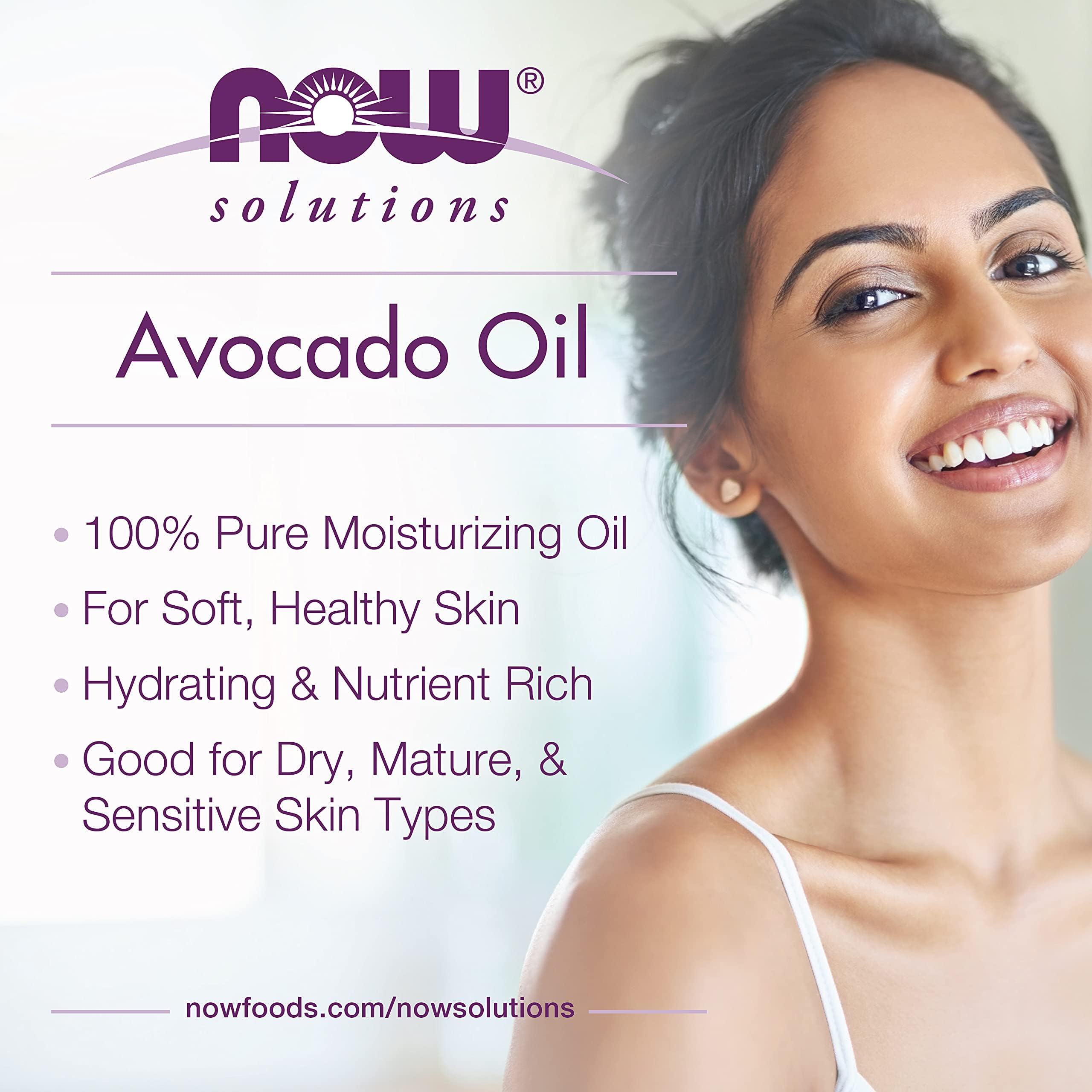 NOW Avocado Oil helps soften rough skin for daily hydration.