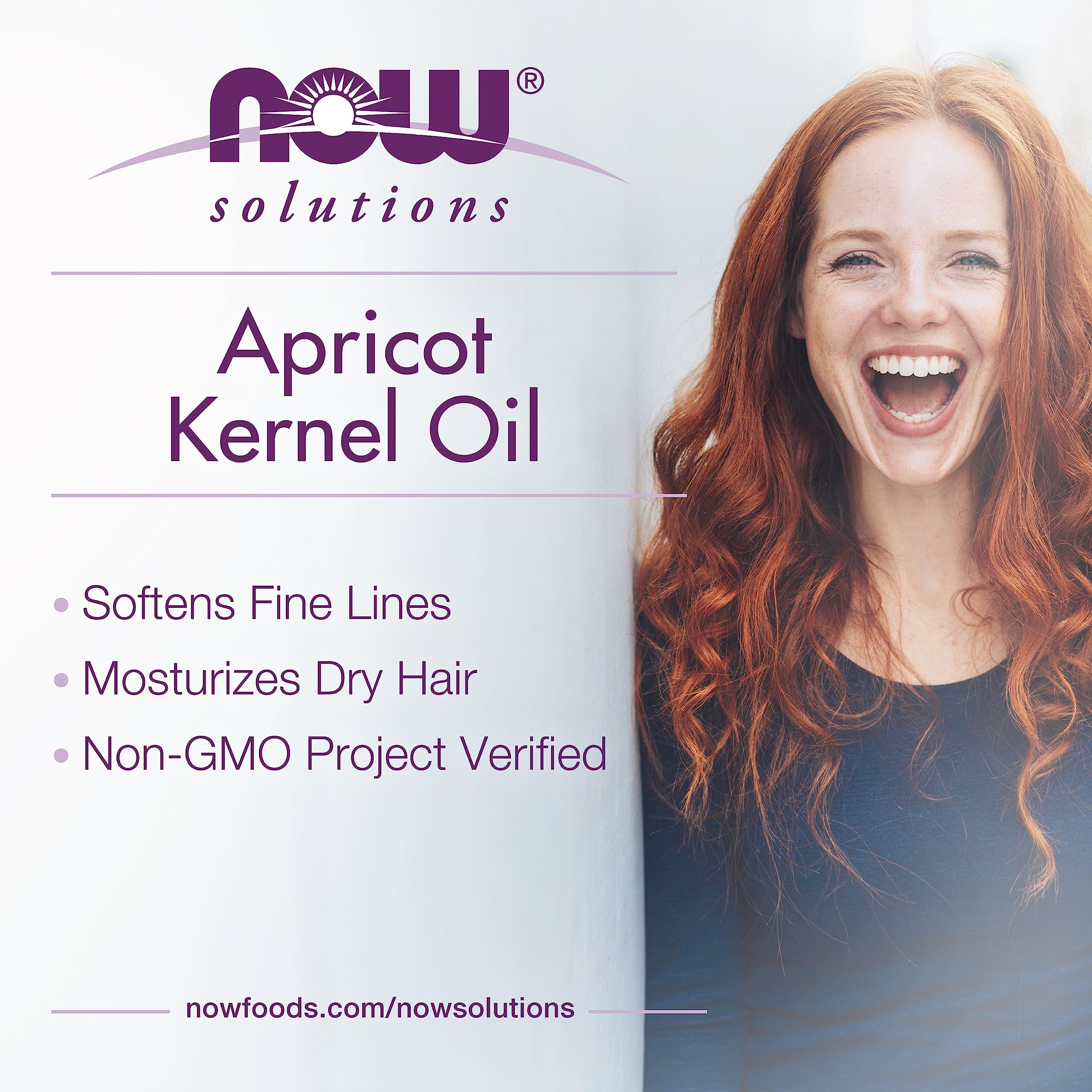 Apply NOW Foods Apricot Kernel Oil to dry hair for lightweight moisture.