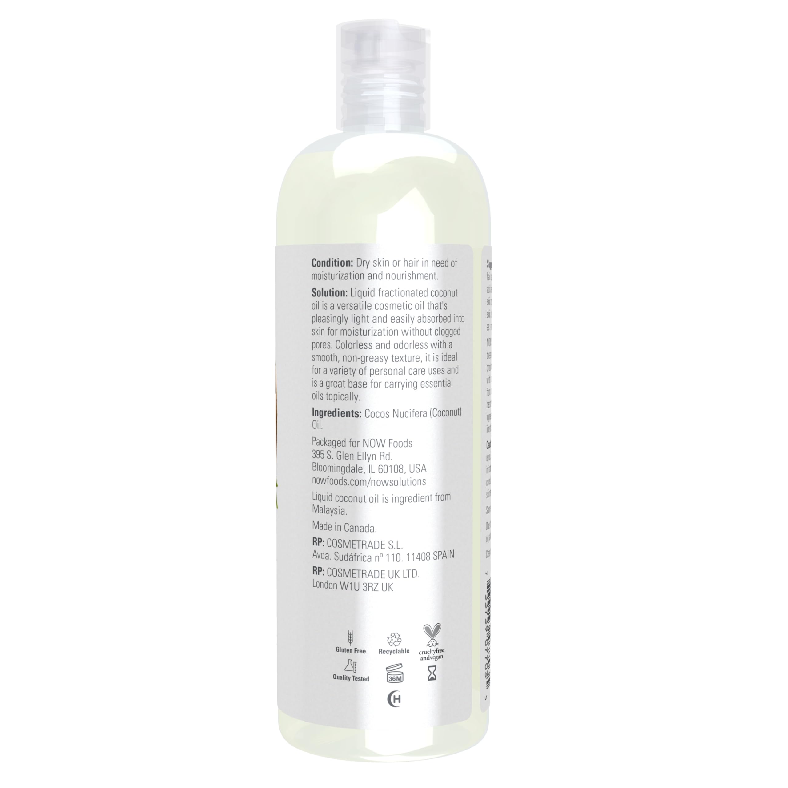 NOW Foods Liquid Coconut Oil used as a gentle carrier oil for essential oils.