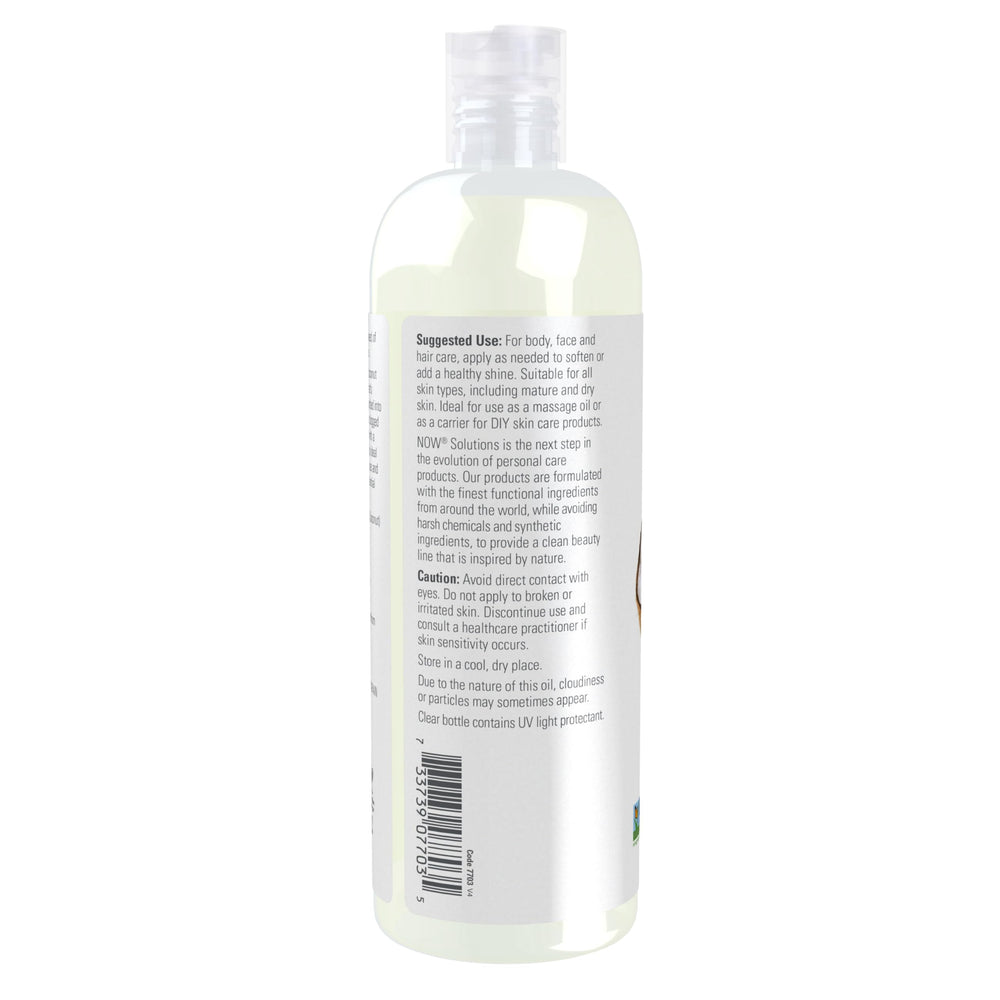 NOW Foods Liquid Coconut Oil bottle pictured as a massage medium.