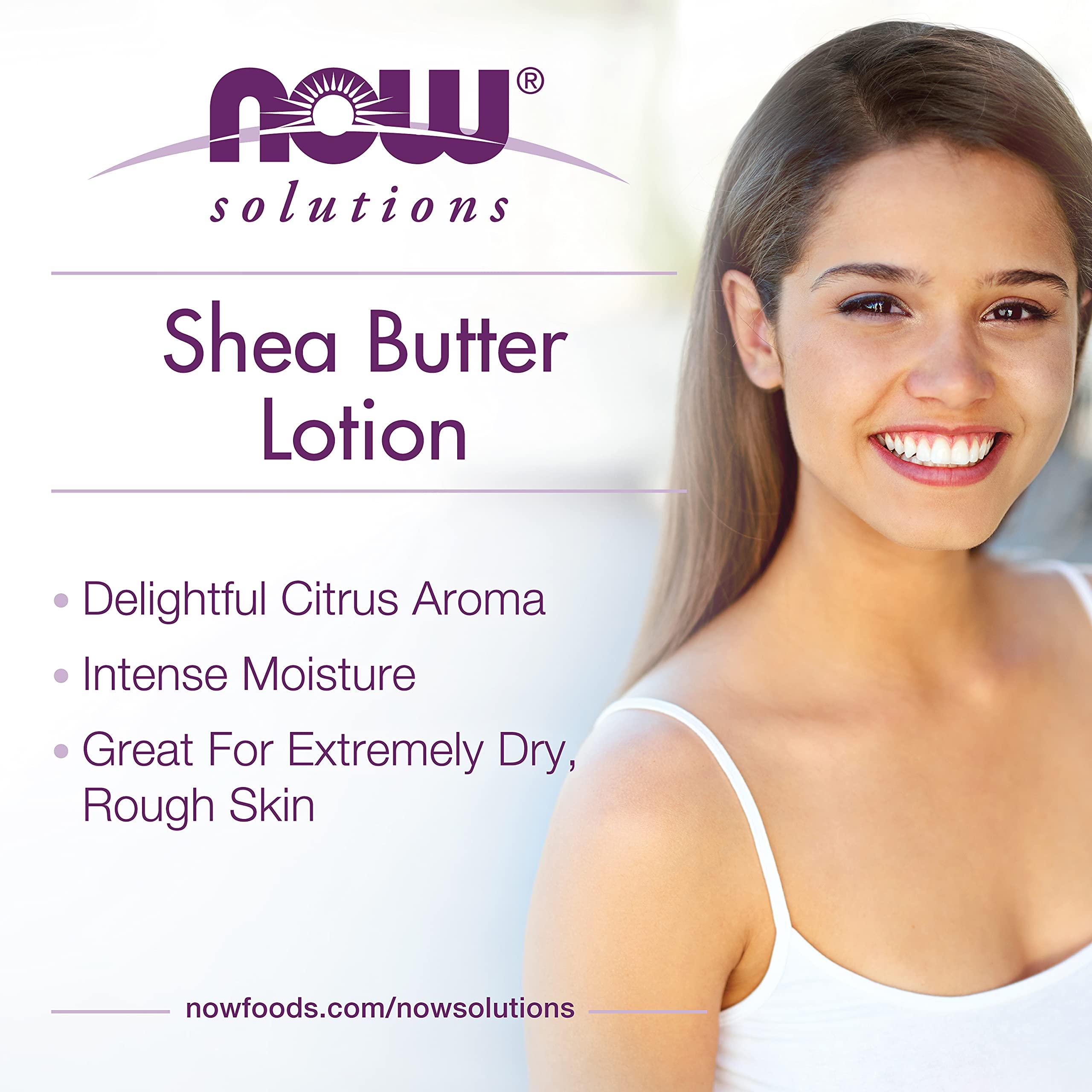 NOW Foods Shea Butter Lotion swirl reveals a velvety cream for intense hydration