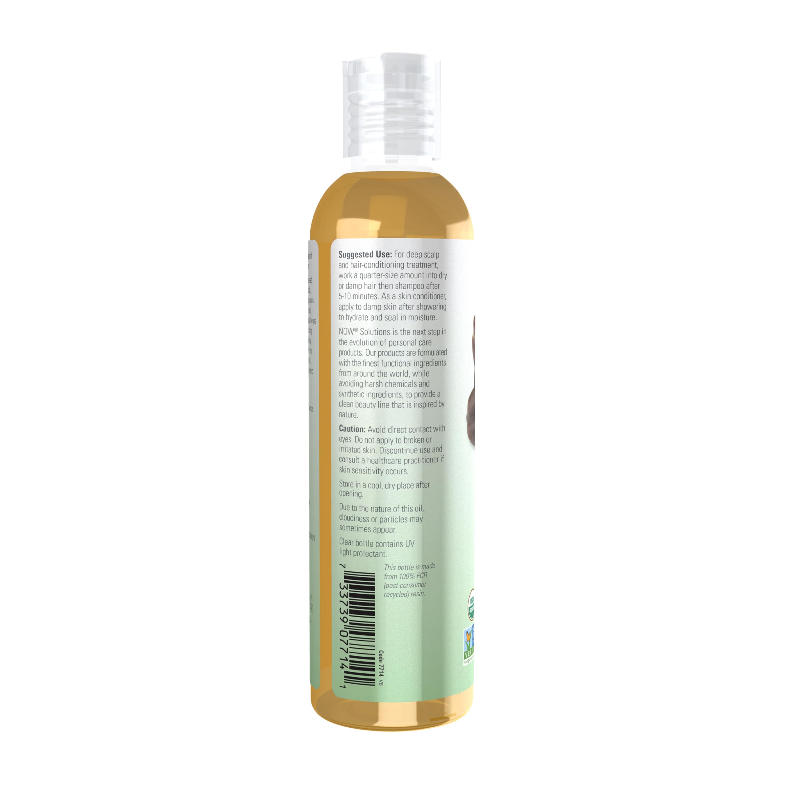 NOW Solutions Organic Jojoba Oil for hair deep-conditioning treatment.