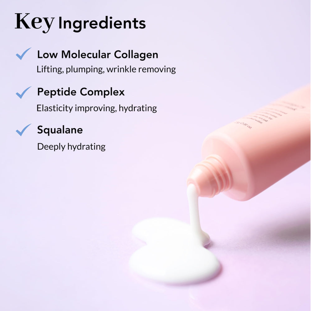 NOWATER Collagen Wrapping Mask highlighting six peptides for skin support.