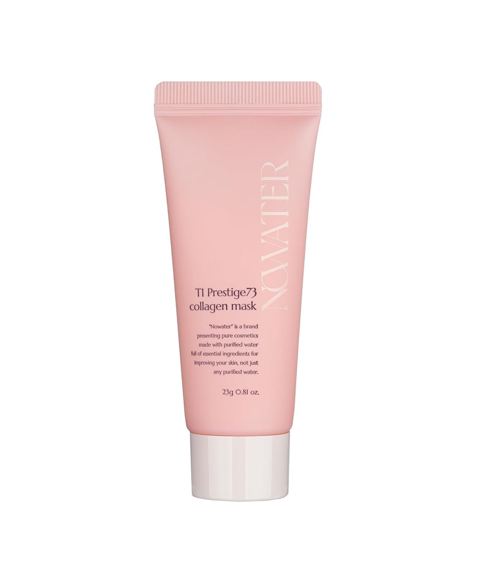NOWATER Collagen Wrapping Mask applied on face for radiant glow and hydration.