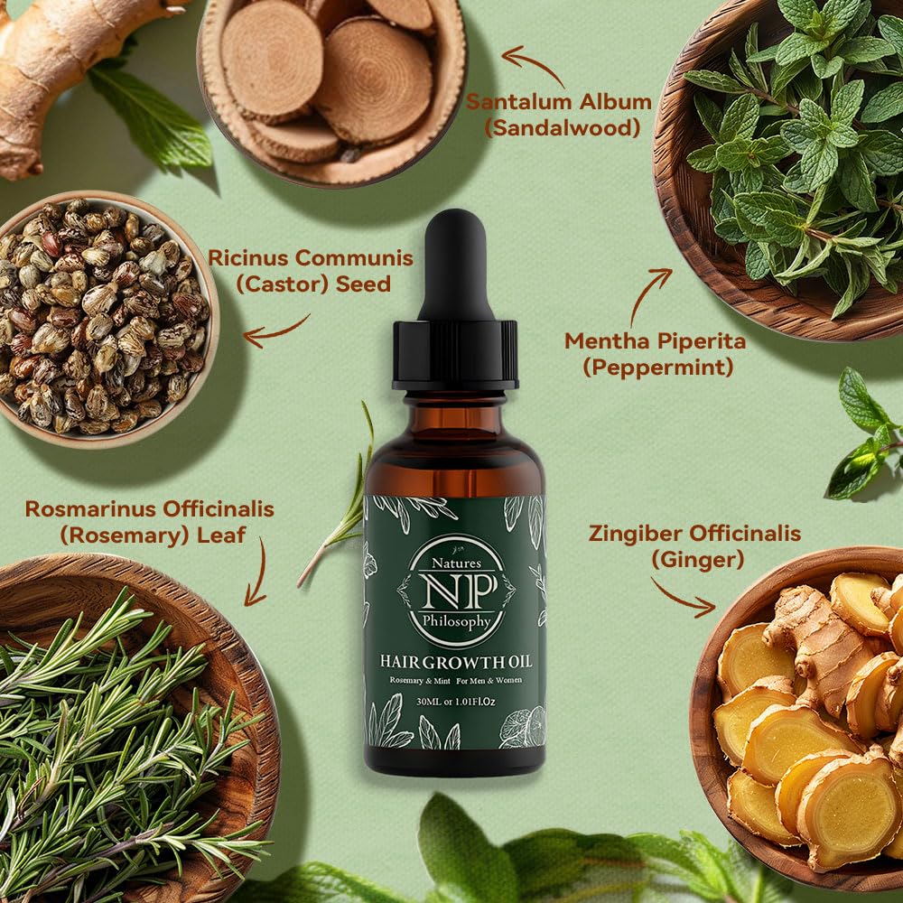 NP Natures Philosophy applying oil on scalp demonstrates root-to-tip nourishment.