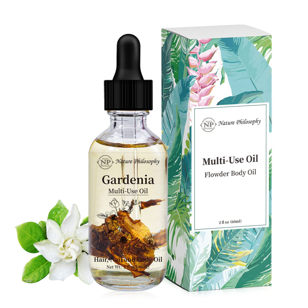 NP NATURES PHILOSOPHY Gardenia oil gift-ready packaging in display.