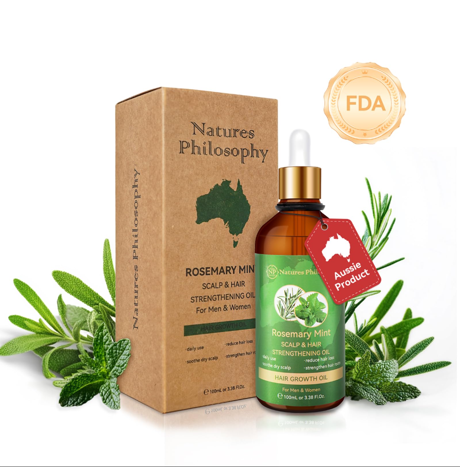 NP NATURES PHILOSOPHY Rosemary oil bottle pour supports scalp care and nourishment