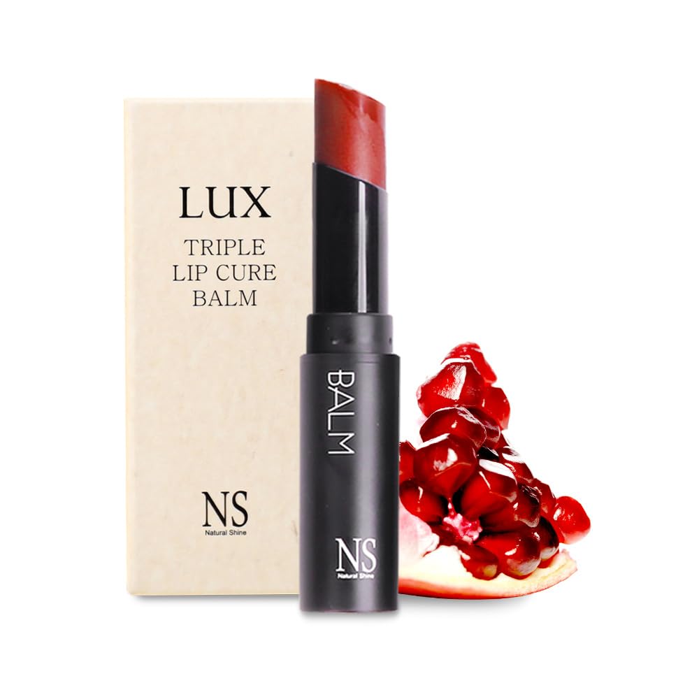 NS Beauty Lux Triple Lip Cure Balm Athena Red Orange application showing hydration