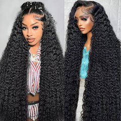 Nsvnsv 13x6 deep wave wig with lace front for natural parting and length