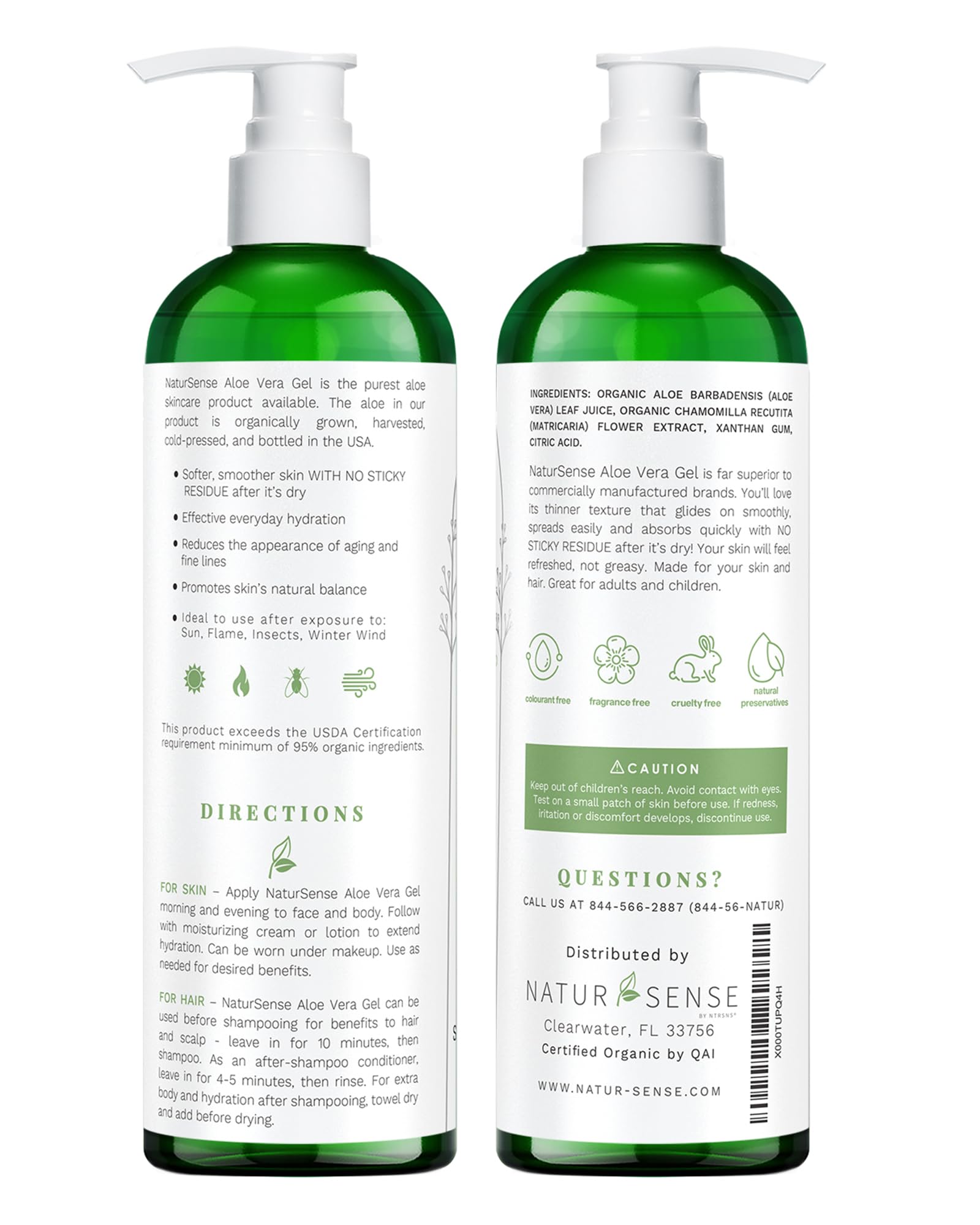 NTRSNS NaturSense Aloe Gel on face delivering gentle moisture for sensitive skin.