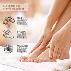Nu-pore home spa foot care setup with socks for comfortable, soft skin.