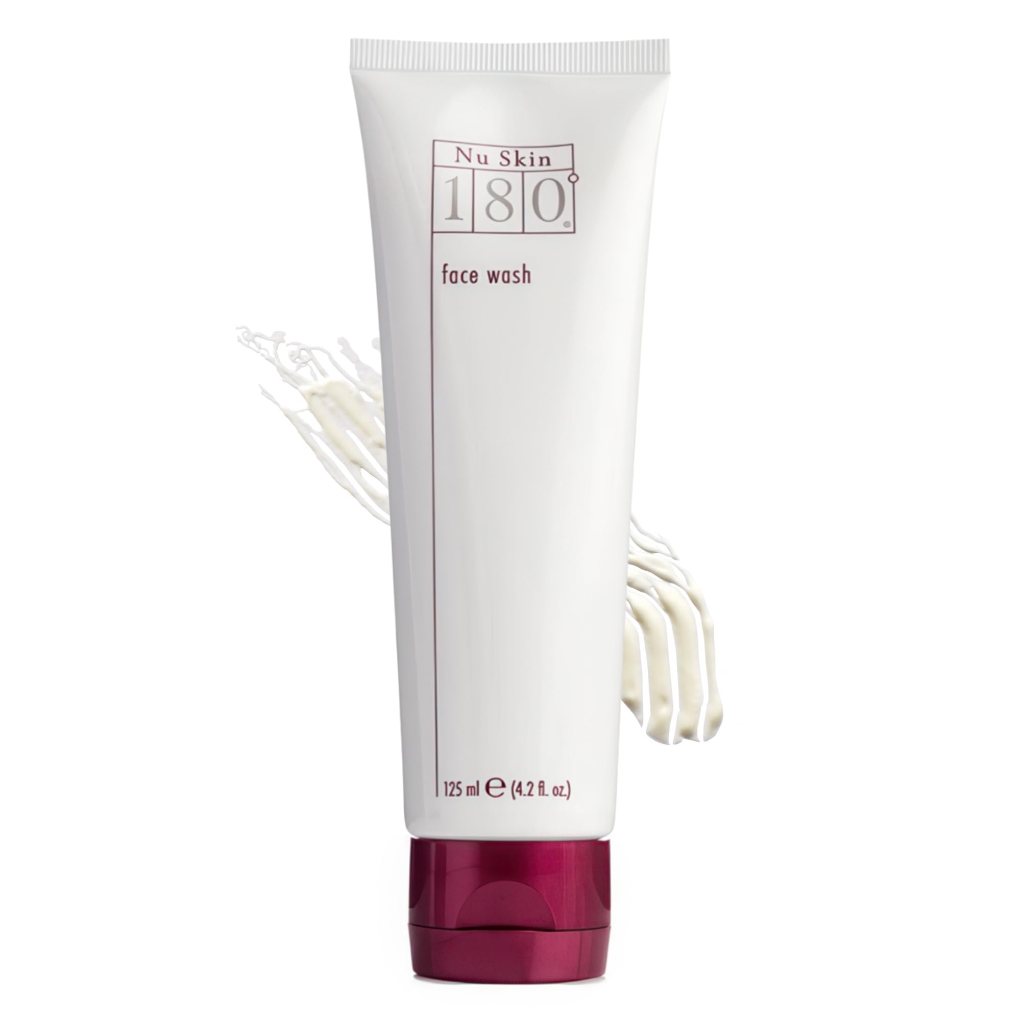 Nu Skin 180° Face Wash bottle close-up for daily cleansing.