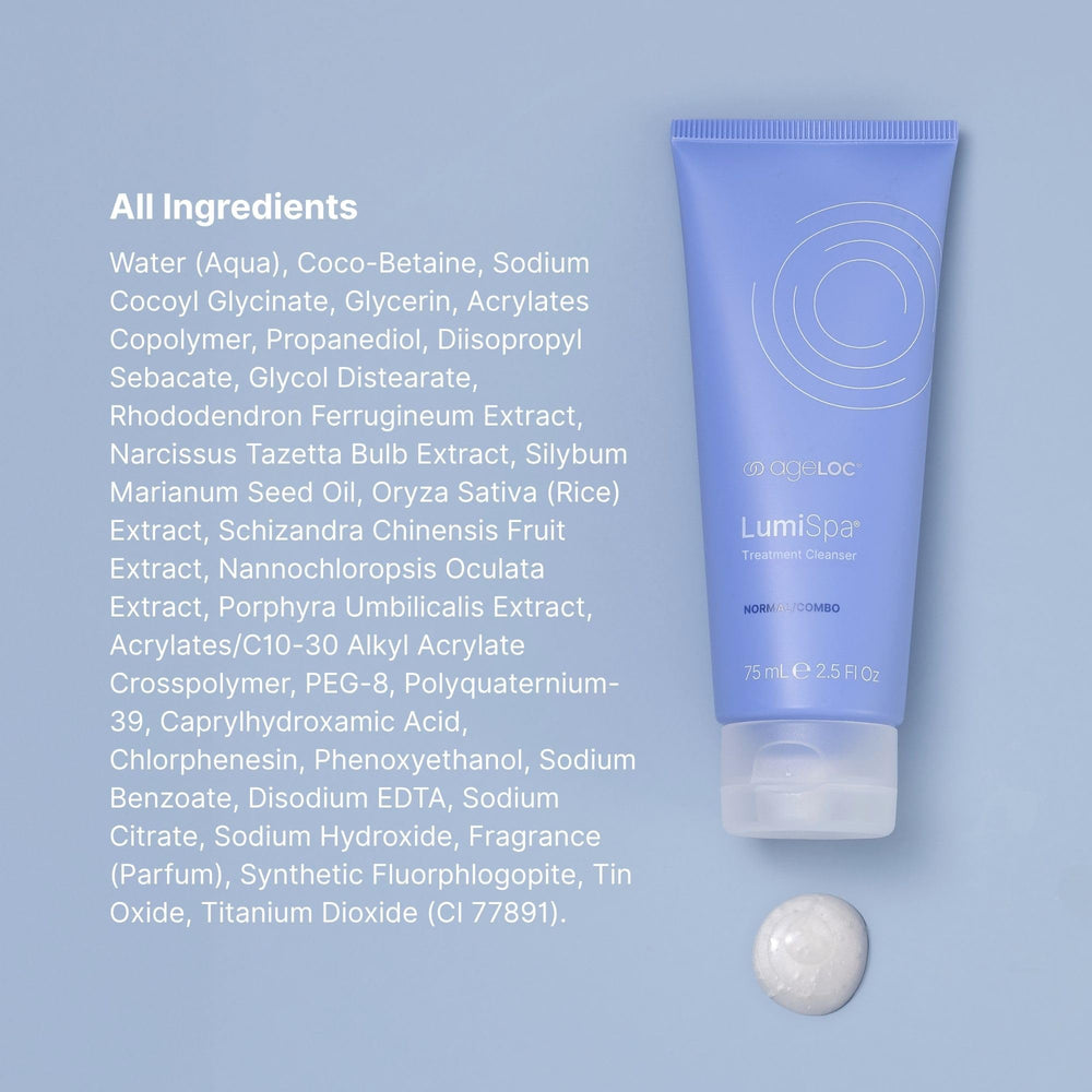 Normal/combination skin illustration using LumiSpa cleanser