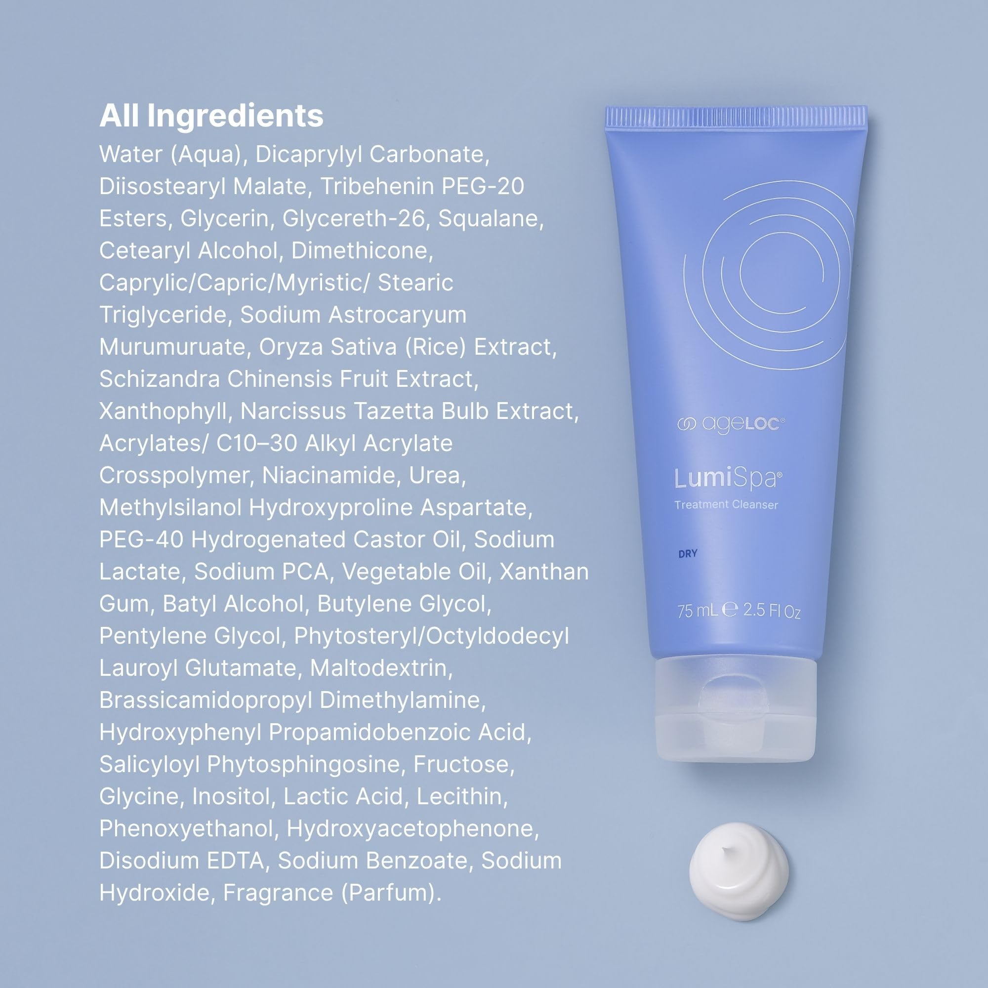 Niacinamide and other ingredients highlighted in the cleanser