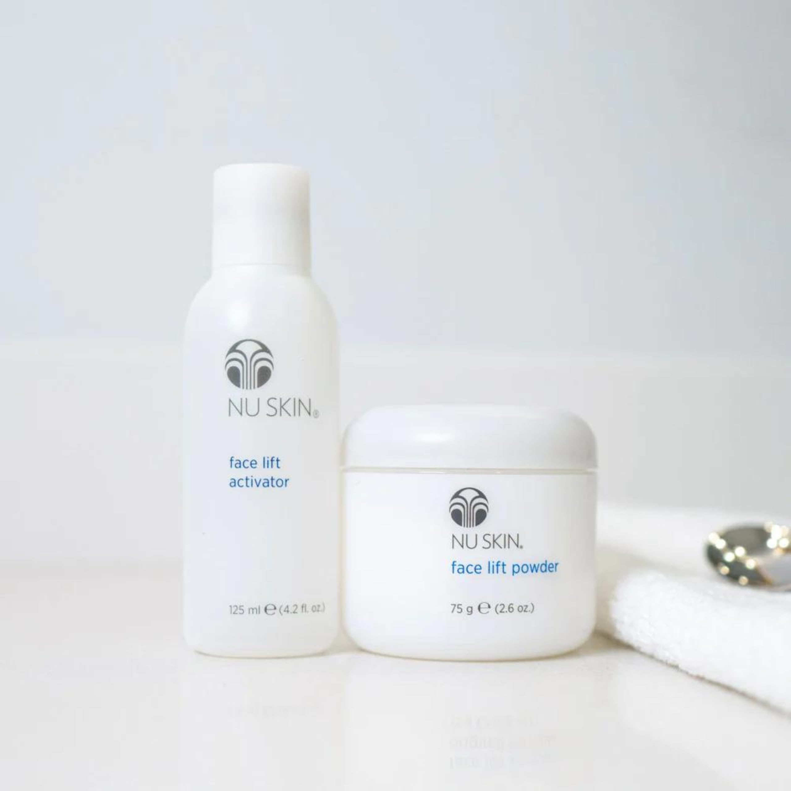 Finished look showing smoother texture after using Nu Skin Face Lift Activator
